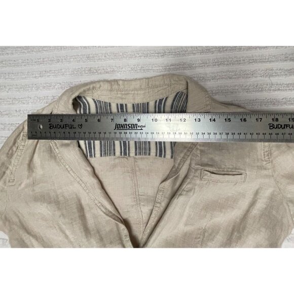 Caslon Womens Single Button Blazer Jacket Small Ivory Pockets Lightweight Linen - Picture 5 of 8